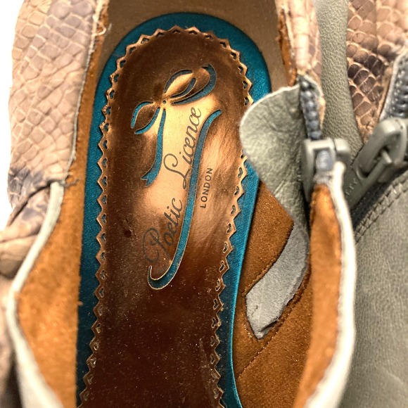 Poetic Licence Womens Encoure Bootie Platform Leather Snakeskin Bow 7.5M - Picture 7 of 10